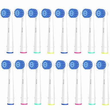 Lot de 16 brossettes Sensitive compatibles avec les brosses à dents électriques Oral B, poils souples pour un nettoyage supérieur et doux