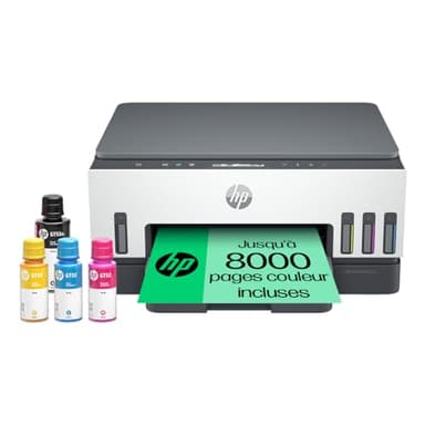 HP Smart Tank 7005 Imprimante Multifonction Couleur, Réservoir d'encre à haut volume d'impression, Jusqu'à 12000 pages (noir) et 8000 pages (couleur), Recto-verso automatique, Wi-Fi, Blanche