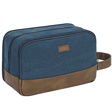 WANDF Trousse de Toilette de Voyage pour Hommes Trousse Toilette Suspendue Organisateurs Toilettes en Toile Résistant à l'eau Rasage pour Accessoires Toilettes(Bleu)