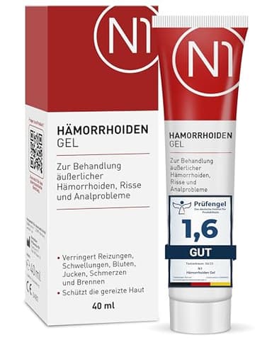 N1 Gel hémorroïde pour le traitement des hémorroïdes, des démangeaisons anales et des fissures anales - La pommade anti-inflammatoire réduit les brûlures, les douleurs, les saignements, Effet confirmé