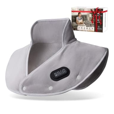 Coussin Chauffant Cervicales et Épaules Sans Fil - 3 Niveaux de Chaleur, 3 Niveaux de Vibration, 3 Minuteries, Recharge USB - Coussin Chauffant Electrique Portable, Cadeau pour Femmes