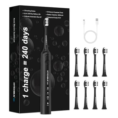 Brosse à dents électrique sonique pour adultes - Rechargeable,autonomie de 240 jours avec batterie 2500mAh,8 embouts,3 Modes et IPX7,Minuterie 2 Min & Rappel 30s,cadeau pour la famille
