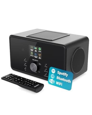 Radio Internet WiFi avec Bluetooth | Radio Dab Plus & FM | 100W 2.1 Caisson de Basse Interne pour Xtra Bass | Spotify Connect & Podcasts | Télécommande Incluse & OKTIV App Control | MAJORITY Bard