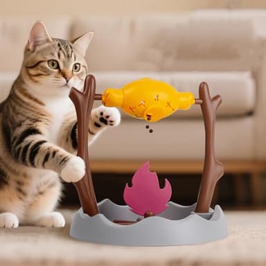 Distributeur de friandises interactif pour chat - Rotation à 360 ° - Avec 3 prises de nourriture - Jouet d'entraînement pour animaux domestiques