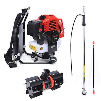 43CC Tondeuse à gazon multifonction 2 temps avec sac à dos Capacité 1,25 kW 1000 ml Débroussailleuse à essence Kit de tondeuse à gazon (1,7 HP), outil de jardinage peut être utilisé avec une roue de