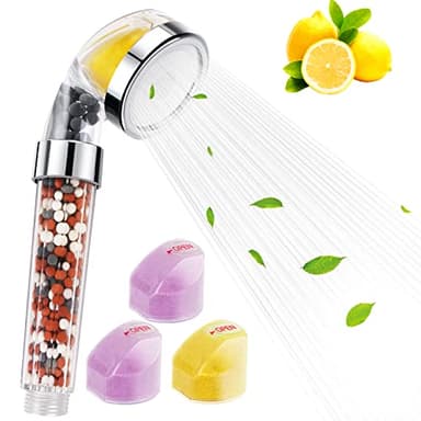 Vicloon Pommeau de douche à la vitamine C, pommeau de douche filtré avec 4 blocs parfumés vitaminés, haute pression 200 %, économie d'eau de 35 %, élimine le chlore puissant, adoucit l'eau dure