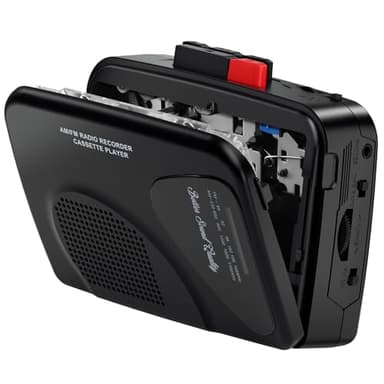 Lecteur/enregistreur de Cassettes Walkmaner, Radio AM/FM, Lecteur de Cassettes Portable, Enregistrement de Cassettes, Haut-parleurs intégrés, Enregistrement Manuel, T201 (Noir)