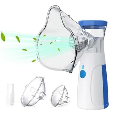 Nebulisateur, Nebulisateur pour Adultes et Enfants, Nébuliseur Portable Rechargeable, Le Taux d’Atomisation est Réglable, 2 Masques et Embout Buccal, pour Usage Domestique
