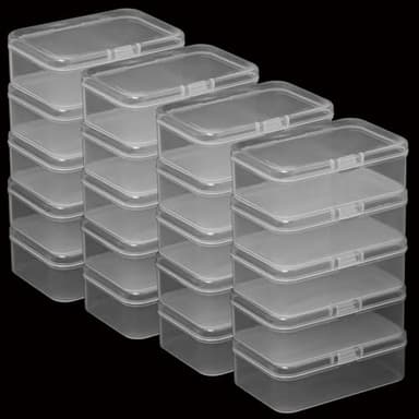 Keboyoe 20pcs Boite Rangement Transparente avec Couvercle Rabattable Petite Boite de Rangement Plastique Transparent pour la collecte de petits articles, perles, travaux manuels(10,5 x 7,5 x 3,5 cm)