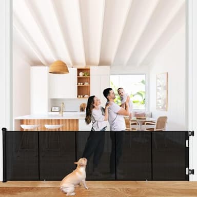 Barrière de Sécurité Rétractable 3M, Barrière Securite pour Escaliers, Couloirs et Portes, Utilisation Intérieure et Extérieure
