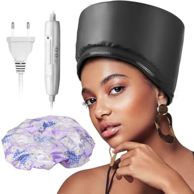 Bonnet Chauffant Cheveux Soin, Casque Chauffant Cheveux Afro, Bonnet Chauffant cheveux ajustable Contrôle de Température, Casque Vapeur Cheveux pour un conditionnement en profondeur (Noir)