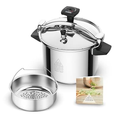 Seb Cocotte-minute 9 L, 7 à 10 personnes, Induction, Cuisson plus rapide saine, Garantie 10 ans, Éco-conçue, Système de sécurité, Livre recettes, Fabriqué en France, Authentique Eco-Design P0534900