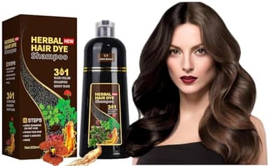 Shampoing Colorant,Shampoing Colorant Naturel Cheveux Blancs,Hair Dye Shampoo,Shampooing Teinture Instantanée pour Cheveux,Shampoing Colorant,Shampoing Couleur,Teinture Cheveux (Chatain foncé, 500 ml)