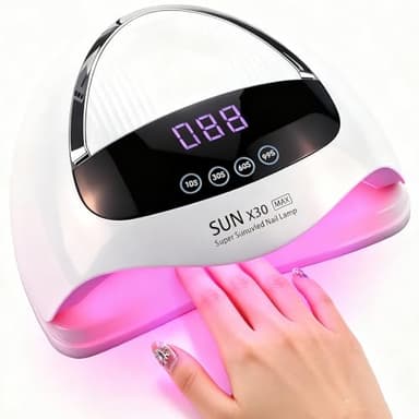 LAMPE À UV/LED POUR ONGLES 500 W - Sèche-ongles à 90 LED pour un séchage rapide du vernis gel, avec capteur automatique et 4 minuteries (10 s/30 s/60 s/99 s)