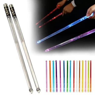 GOEDCH Baguette lumineuse LED 15 couleurs : 5 A Baguettes lumineuses en matériau polymère PC avec câble de charge USB et pochette en velours, rechargeable Baguette lumineuse pour fêtes événements