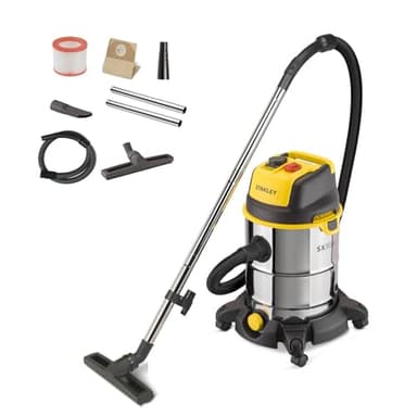 STANLEY Aspirateur Solides et Liquides SXVC30XTDE avec Prise Outils Électroportatifs (1600 W, 30 l)