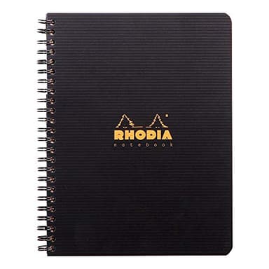 RHODIA 119910C - Cahier à Spirale (Reliure Intégrale) Noir - A5+ 16 x 21 cm- Petits Carreaux - 160 pages Détachables Perf 6 Trous - Papier Clairefontaine 90 g/m² - Couverture Polypro - Rhodiactive
