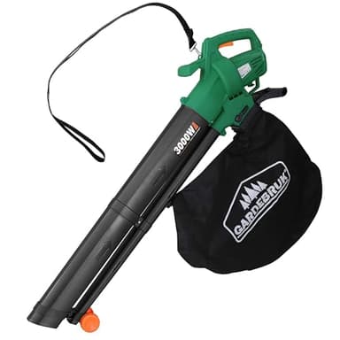 GARDEBRUK® Aspirateur souffleur broyeur électrique 3en1 3000W bandoulière 270 km/h roulettes bac 45L souffleur de Feuilles aspirateur Jardin