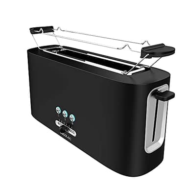 Cecotec Grille-pain Toast&Taste 10000 Extra. 980 W, Plastique avec 1 fente extra-large. 3 Fonctions, 6 Niveaux de grillage