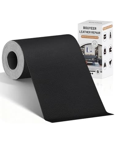 BOUYEER Simili Cuir Autocollant, 10x210 CM Cuir Autocollant, Set de Réparation en Cuir Synthétique Écologique & Sans Odeur, Pour Réparation Canapé/Sièges Auto/Sacs/Rénovation, Noir