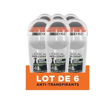 L'Oréal Men Expert - Déodorant Bille Anti-Traces pour Homme - Efficacité 48h - Shirt Protect - 6 x 50 ml
