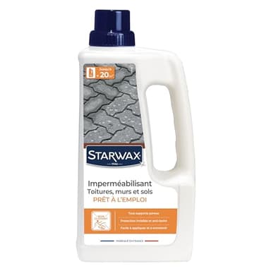 STARWAX - Imperméabilisant pour Toitures, Murs et Sols - Protection Hydrofuge et Oléofuge - Effet Déperlant et Non Glissant - Fabriqué en France - 1L
