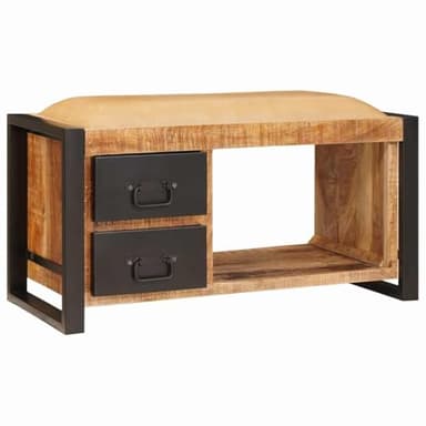 vidaXL Banc de Rangement avec tiroir Marron Bois de manguier Massif, Banc de Rangement Moderne pour Salon, Assise Polyvalente, Meuble rectangulaire, Organisateur Compact