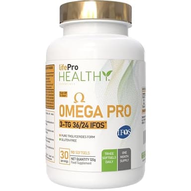 Omega 3 Capsules IFOS 3000mg avec Vitamine E, 30-90 portions - Life Pro Healthy, 35% EPA et 25% DHA, 3000mg par dose journalière, Supplément pour la santé cardiovasculaire, Huile Pure et distillée