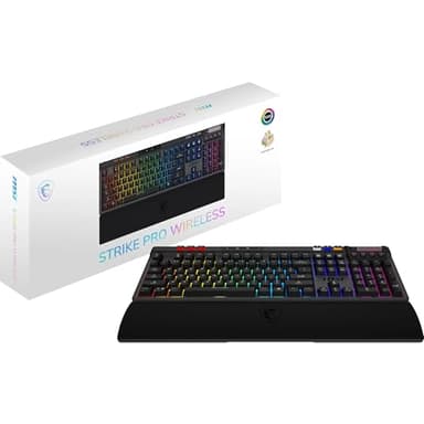 MSI Strike Pro Wireless - Clavier Gaming mécanique Silencieux français AZERTY, switches Silent Tactile remplaçables à Chaud, keycaps PBT, 2.4GHz, Bluetooth, RGB Mystic Light par Touche, Batt 4200mAh