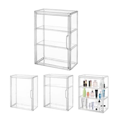 Hanlintk Vitrine en acrylique à 3 couches avec porte magnétique - Pièce acrylique auto-montable pour figurines d'action, miniatures et objets de collection - Armoire en plexiglas de qualité supérieure