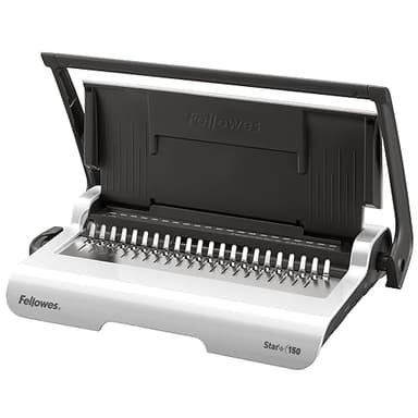 Fellowes Machine à relier pour la maison, Fellowes Star+ - Reliure 21 trous, 150 feuilles, perforation manuelle pour un usage personnel - Blanc/Gris