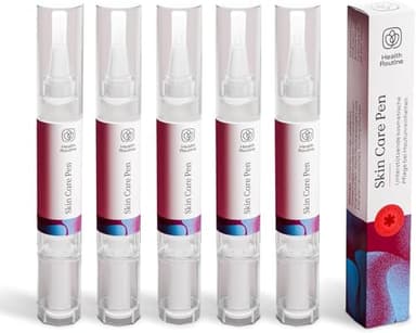 Health Routine Skin Care Pen – 5 Pack Stylo soin visage anti bouton et acné avec huile d’amande, huile d’arbre à thé et vitamine E – Soin ciblé contre imperfections et points noirs