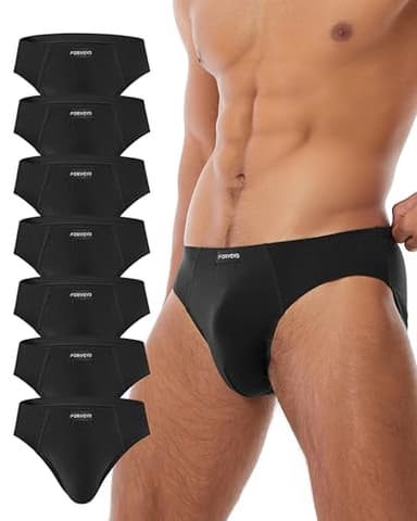 FORVEVO Lot de 7 Caleçons Hommes Slip Coton, Caleçons Respirants Hommes, sous-vêtements Classiques Doux avec Poche, Stretch, sans Étiquette(L,Noir)
