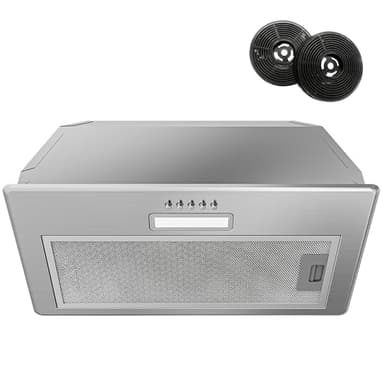 FIREGAS Hotte Aspirante Encastrable 52cm, 308 m³/h, 3 Vitesses, Hotte Aspirante à Conduit ou de Recyclage Avec LED, Acier Inoxydable Durable, Filtre en Aluminium Lavables