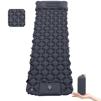 Matelas de Camping Autogonflant, Matelas Camping Portable, Matelas Gonflable Extérieur Ultra-Léger avec Pompe à Pied et Oreiller, Pliable Matelas Trekking pour Camping, Voyage, Randonnée, Plage, Tent