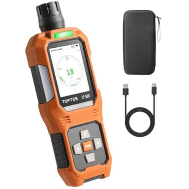 TOPTES CT-580 Détecteur de monoxyde de Carbone, détecteur de CO Rechargeable & Alarmes par Vibration, visuelles et sonores, Alarme CO Portable, 0-1000PPM pour Maison, Voiture, Camping & Voyages