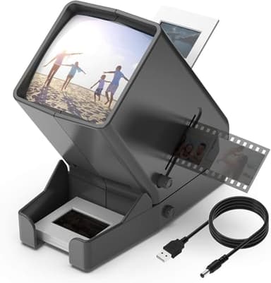 DIGITNOW! Visionneuse de Diapositives et de Films de 35 mm, 3X LED de grossissement Lumineux Visualisation éclairée, USB/Fonctionnement de la Batterie USB - pour 35 mm de glissière négatifs