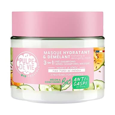 Pulpe de Vie - Masque Cheveux Certifié BIO XL 300ml - Anti-gaspi ! Melon - Soin 3-en-1 pour Cheveux Abîmés - Hydrate et Démêle - Éco-responsable