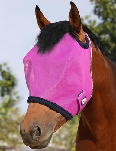 Harrison Howard Masque anti-mouches en maille pour cheval Protection UV avec bordure rembourrée en polaire Violet Taille L