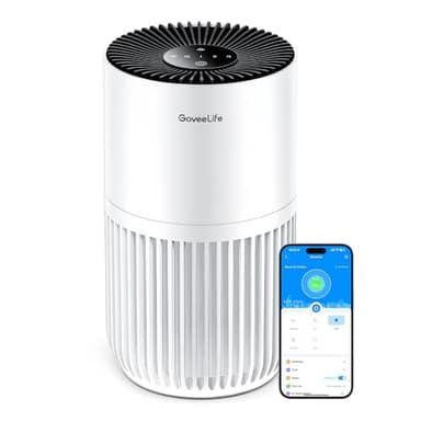 Mini purificateur d'air GoveeLife pour chambre, avec filtre HEPA pour poils d'animaux, odeurs, pollens et fumée, Alexa compatible, 3 vitesses, 2 modes, minuterie et diffusion d'arômes pour la maison