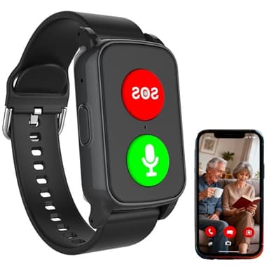 DHsdlpLU Montre Connectée Senior Détecteur De Chute, Traceur GPS Personne Âgée Haut-Parleur De Haute Qualité Bracelet De Suivi De Santé étanche Bracelet Black