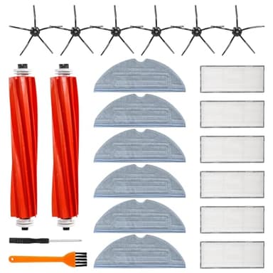 AMZJMT Pack de 22 accessoires Roborock S7,Pièces de rechange pour Roborock S7/S7+/T7S Plus/T7,2 brosses principales,6 filtres,6 brosses latérales,6 lingettes microfibres pour aspirateurs Roborock