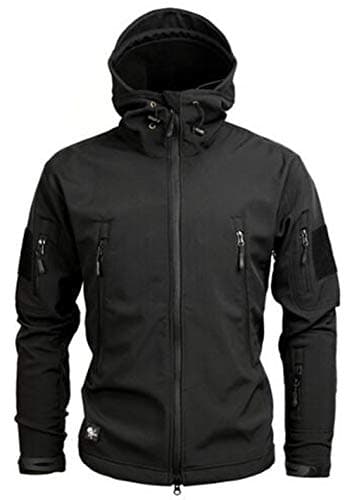 SZAWSL Veste militaire imperméable en softshell pour homme avec doublure en polaire, Veste tactique,XXL,Noir