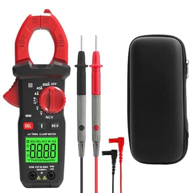 Pince ampèremétrique AC DC True-Rms 4000 comptes, multimètre à pince rétroéclairage, compteur de courant numérique pour la mesure AC/DC, tension, courant, température, résistance, continuité, diode