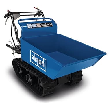 Scheppach Dumper - Benne motorisée Thermique sur chenilles DP4500 | Charge maximale de 400kg | 5,5 CV | Moteur 4T de 196cm3 | 3X Marche Avant / 1x Marche arrière | Benne basculante | Brouette