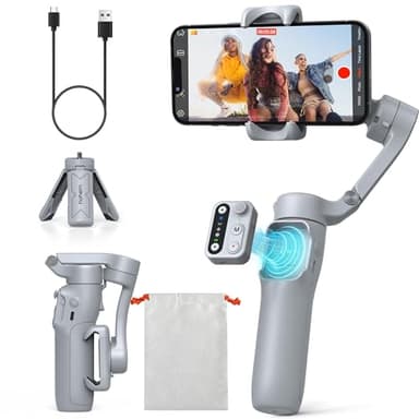 hohem iSteady X3 SE Gimbal Smartphone, 3 Axes Stabilisateur de Cardan, Design léger et Pliable avec télécommande détachable, Batterie de 11H, Parfait pour Le vlogging, Les Selfies, Gris
