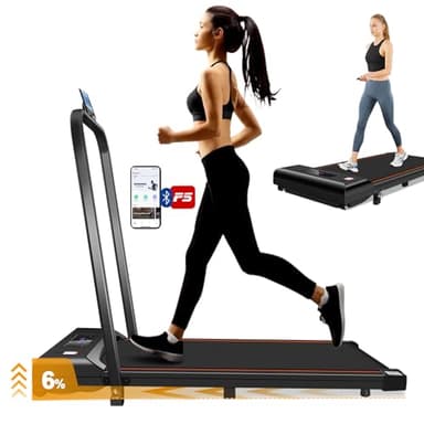 Tapis de Course Inclinable, 3CV Tapis de Course Electrique Pliable avec Audio Bluetooth, APP Gratuite,Télécommande et LED,Vitesse Réglable1-6km/h