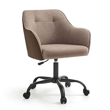 SONGMICS Chaise de Bureau, Fauteuil Ergonomique, Siège Pivotant, Réglable en Hauteur, Capacité 110 kg, Cadre en Acier, Tissu en Coton-Lin Respirant, pour Bureau, Chambre, Marron OBG019K01