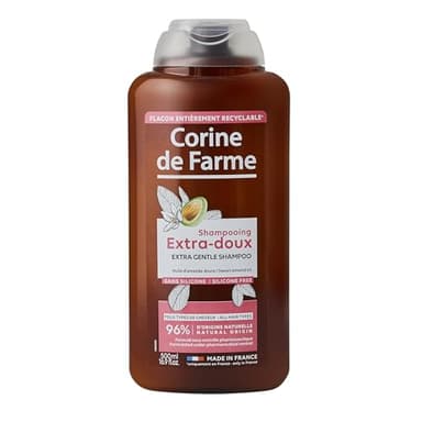 Corine de Farme - Shampooing Extra-Doux à l’Huile d’Amande Douce - Nettoie et Fortifie les Cheveux - Formulation Clean Beauty, Sans Paraben - 500 ml