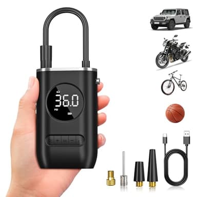WYRIAZA Gonfleur Pneus Voiture, 10000mAh Compresseur à Air Portatif 150PSI 4X Plus Rapide, avec LCD Numérique et Lumière LED, 4 Modes Compresseur Voiture pour Voiture, Moto, Vélo, Ballons, etc